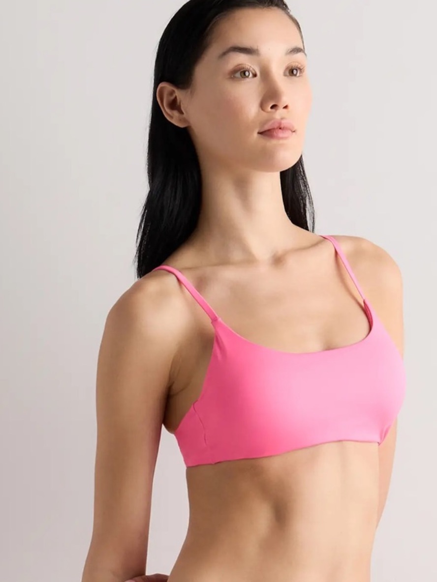 Nwt Quince Italian Scoop Neck Bikini Top Small Bubblegum Pink 9493